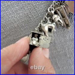 Loaded Sterling Silver 31 Charm Bracelet Lots of Articulated Moveable Vtg Disney