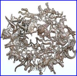 Loaded Vintage Sterling Silver Charm Bracelet ALL ANIMALS 27 Charms