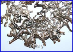 Loaded Vintage Sterling Silver Charm Bracelet ALL ANIMALS 27 Charms
