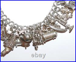 Loaded Vintage Sterling Silver Charm Bracelet With 41 Charms! 111 grams