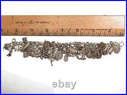 Loaded Vintage Sterling Silver Charm Bracelet With 41 Charms! 111 grams