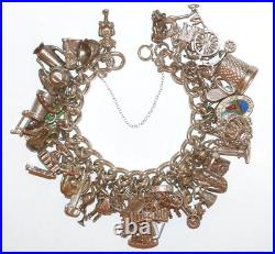 Loaded Vintage Sterling Silver Charm Bracelet With 41 Charms! 149 grams