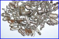 Loaded Vintage Sterling Silver Padlock Charm Bracelet, SHOE THEME 27 CHARMS