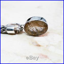 Lori Bonn Vintage Oval Rutilated Quartz Charm Sterling Silver 7-1/4 Bracelet
