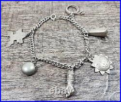 Lot 6 Charm? Sterling Silver Charm Bracelet (Figa Fist Hand Good Luck Amulet)