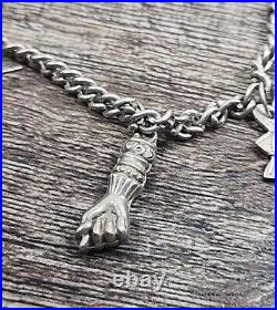 Lot 6 Charm? Sterling Silver Charm Bracelet (Figa Fist Hand Good Luck Amulet)