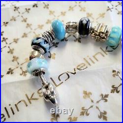 Love Links Bracelet And Charms. Sterling Silver & Murano Glass. Fully Hallmarked