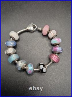 Love Links Sterling Silver Charm Bracelet With 12 Love Links Charms 53g