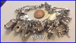 Lovely Ladies Vintage Solid Silver Very Heavy Charm Bracelet 81 grams