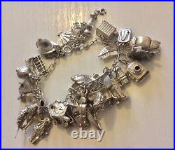 Lovely Ladies Vintage Solid Silver Very Heavy Charm Bracelet 81 grams