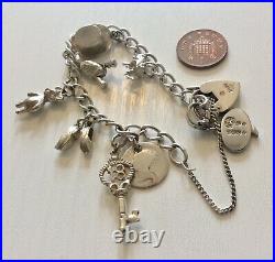 Lovely Quality Ladies Vintage Solid Silver Charm Bracelet & Charms
