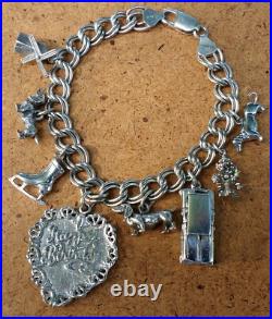 Lovely Vintage Sterling Silver Happy Birthday Heart Dogs Women's Charm Bracelet Lovely Vintage Sterling Silver Happy Birthday Heart Dogs Women's Charm Bracelet