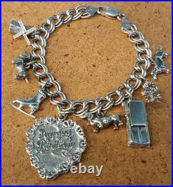 Lovely Vintage Sterling Silver Happy Birthday Heart Dogs Women's Charm Bracelet Lovely Vintage Sterling Silver Happy Birthday Heart Dogs Women's Charm Bracelet