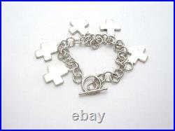 Maltese Cross Charm Bracelet Sterling Silver 7 Link 5 Charms Mexican Vintage