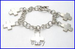 Maltese Cross Charm Bracelet Sterling Silver 7 Link 5 Charms Mexican Vintage