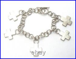 Maltese Cross Charm Bracelet Sterling Silver 7 Link 5 Charms Mexican Vintage