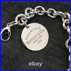 Medium Please Return to Tiffany & Co Sterling Silver Round Circle Charm Bracelet