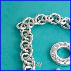 Medium Tiffany & Co Sterling Silver Blank Heart Tag Toggle Charm Bracelet