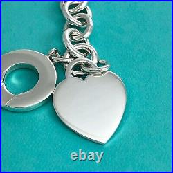 Medium Tiffany & Co Sterling Silver Blank Heart Tag Toggle Charm Bracelet