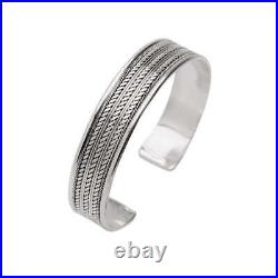 Men's Women's Solid 925 Sterling Silver Braided Bangle Bracelet