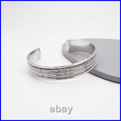 Men's Women's Solid 925 Sterling Silver Braided Bangle Bracelet