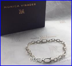 Monica Vinader Alta Capture Mini Link Charm Bracelet Sterling Silver New