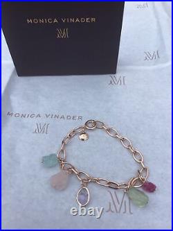 Monica Vinader Caroline Issa Rose Gold Vermeil Gem Charm Bracelet New