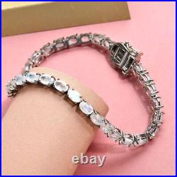 Moon Glow Stone and Diamond Tennis Bracelet in Platinum Over Silver TCW 14.07ct