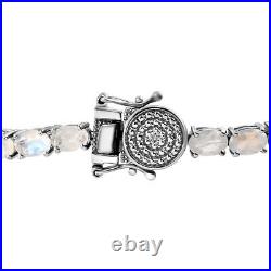 Moon Glow Stone and Diamond Tennis Bracelet in Platinum Over Silver TCW 14.07ct