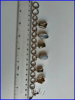 Moonstone 41 gram hallmarked. 925 silver & stone charm bracelet