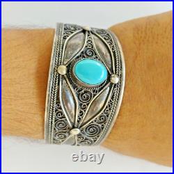 Moroccan Bracelet Silver Cuff Vintage Berber Tribal Ethnic Jewelry Bangle Africa