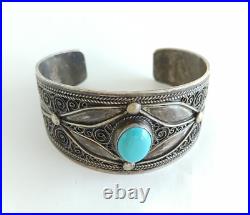 Moroccan Bracelet Silver Cuff Vintage Berber Tribal Ethnic Jewelry Bangle Africa