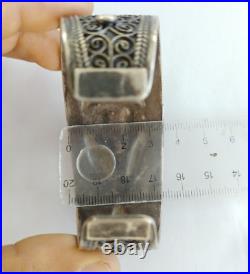 Moroccan Bracelet Silver Cuff Vintage Berber Tribal Ethnic Jewelry Bangle Africa