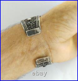 Moroccan Bracelet Silver Cuff Vintage Berber Tribal Ethnic Jewelry Bangle Africa