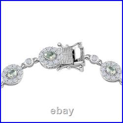 Multi Gemstone Cluster Bracelet Platinum Over Silver Size 7.5 Inches Wt. 11 Gms