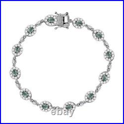 Multi Gemstone Cluster Bracelet Platinum Over Silver Size 8 Inches Wt. 11.5 Gms