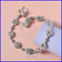 Multi Gemstone Cluster Bracelet Platinum Over Silver Size 8 Inches Wt. 11.5 Gms
