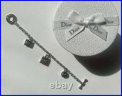 NEW Authentic DIOR Beauty Silver 3 Charms Bracelet Silver 7.5