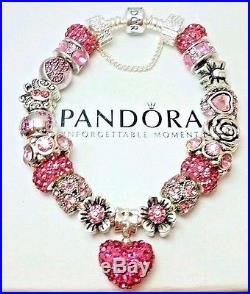 NEW Authentic PANDORA Sterling Silver BRACELET with European CHARMs & Beads #41