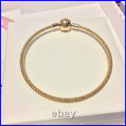 NEW Genuine Pandora Shine 18k Gold Plated Mesh Bangle Charm Bracelet in Gift Box