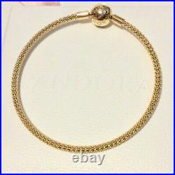 NEW Genuine Pandora Shine 18k Gold Plated Mesh Bangle Charm Bracelet in Gift Box