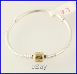 NEW Pandora Charm Bracelet Sterling Silver 14k Gold Clasp 590702HG-17 ALE 6.7