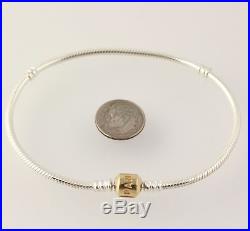NEW Pandora Sterling Silver With 14k Gold Clasp Charm Bracelet 590702HG-23 9.1