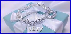 NEW Tiffany & Co. Round Link Chain Toggle Charm Bracelet Large 8 Inch Silver 925