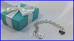 NEW Tiffany & Co. Round Link Clasping End Heart Lock Charm Bracelet Silver 925