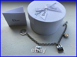 NEW withBox DIOR Bracelet Logo Charms Authentic Dior Beauty Silver Monogram 7.5
