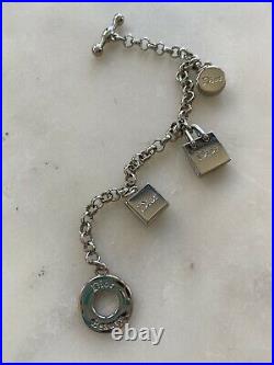 NEW withBox DIOR Bracelet Logo Charms Authentic Dior Beauty Silver Monogram 7.5