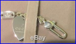 NIB- GUCCI Sterling Silver (925) Logo Charm Bracelet with Original Box & Bag