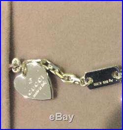 NIB- GUCCI Sterling Silver (925) Logo Charm Bracelet with Original Box & Bag