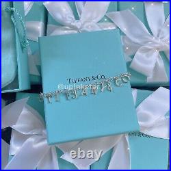 NWB Tiffany&co TCO Key Lock Blue Heart Pendant Charm Bracelet